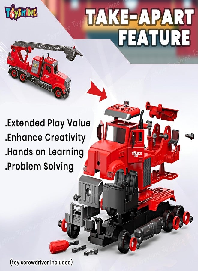 Toyshine DIY Fire Truck Toy inbuilt with Detachable Parts| Friction Powered | Water Sprinkler | 360° Rotateable Ladder | Music and Lights Imaginative Firefighter Adventures Toys for Toddlers Age 3 + - Image 5